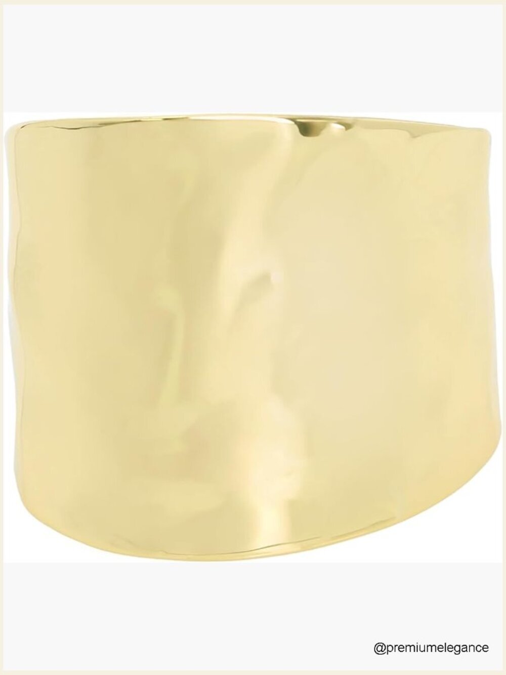 Wide Hammered Cuff Bracelet Gold-Tone Open Adjustable